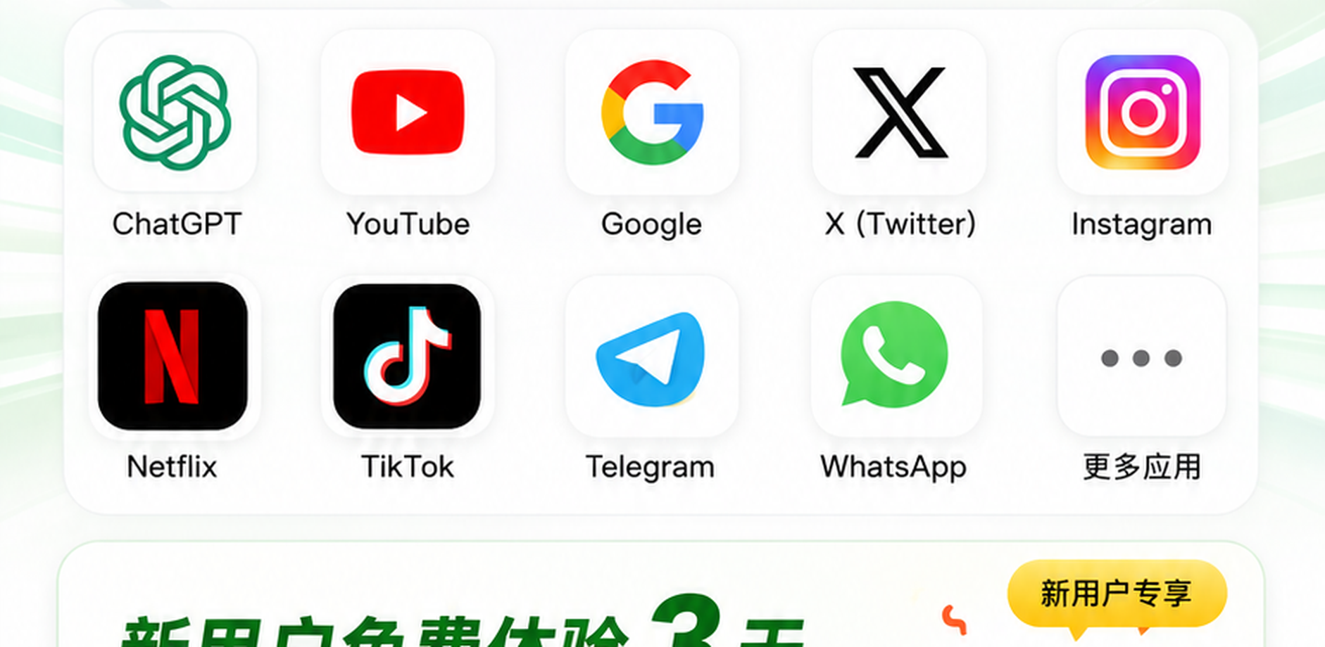 支持全球热门应用